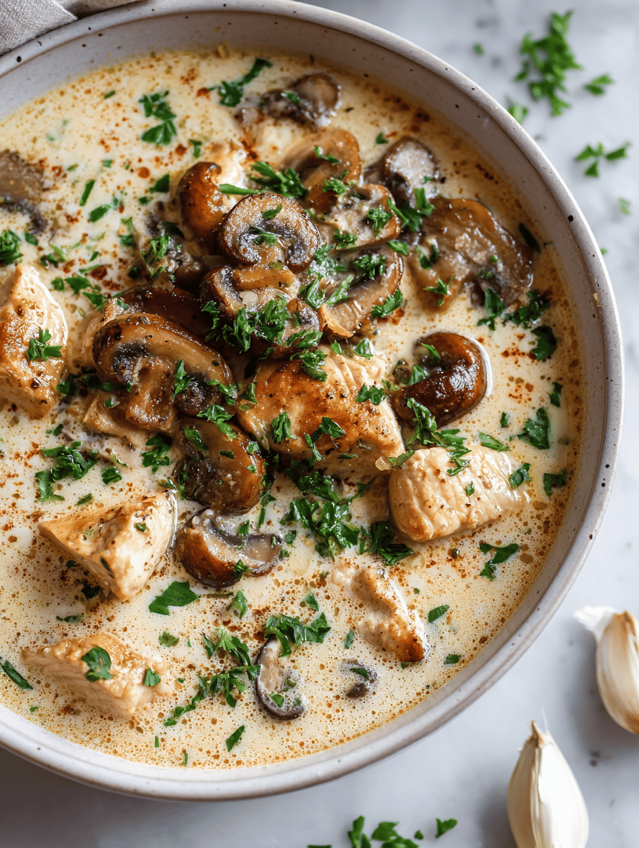 creamy mushroom chicken soup recipe
